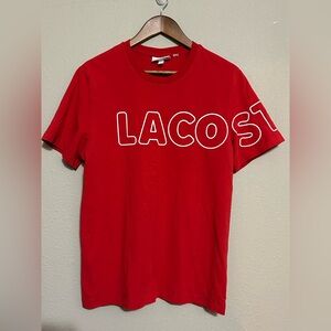 Lacoste Heritage Branded Crewneck T-Shirt Men’s Size Large Red